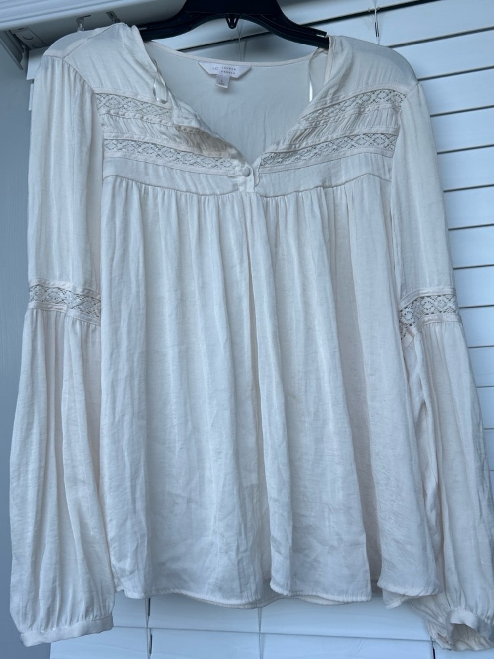 LC Lauren Conrad Ivory Lace-Trim Peasant Tunic